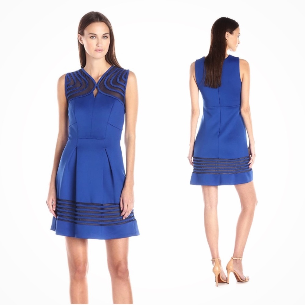 JAX Cobalt Blue Fit & Flare Cocktail Dress